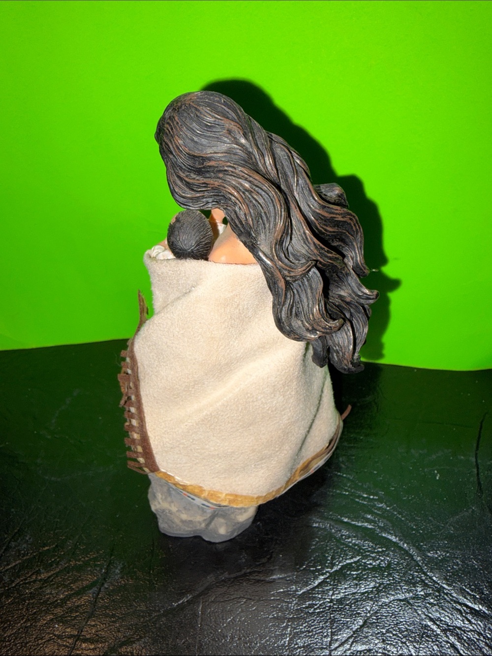 Handcrafted Native Mother and Child Figurine - Brown and Cream - Picture 2 of 11